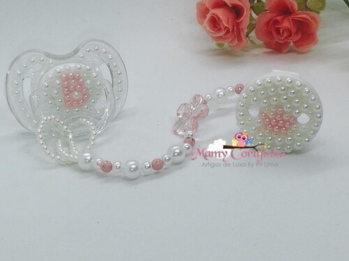 Chupeta branca com rosa inicial B
