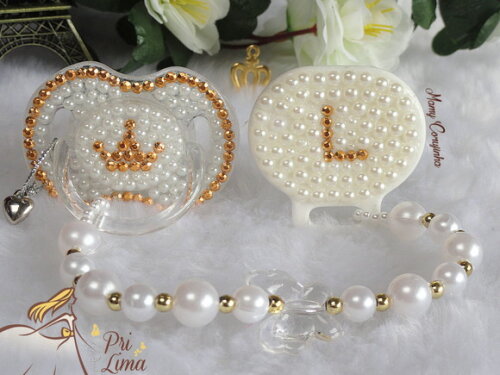 Chupeta cristal Princess + prendedor Luxo
