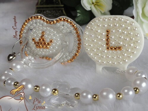 Chupeta cristal Princess + prendedor Luxo