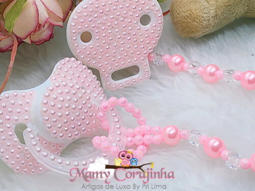 Chupeta lillo rosa + prendedor luxo