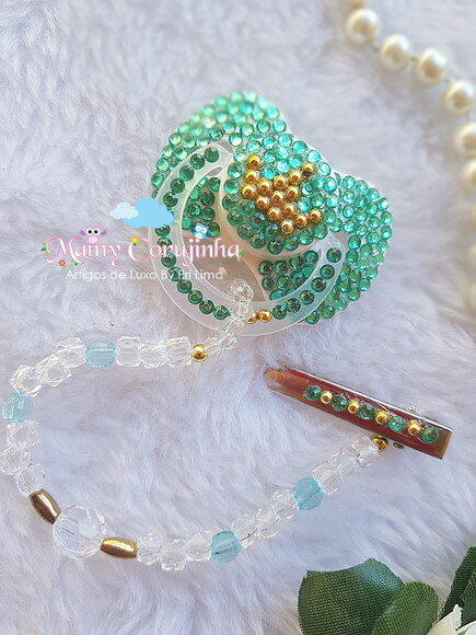 Chupeta Lillo strass tiffnay e dourado