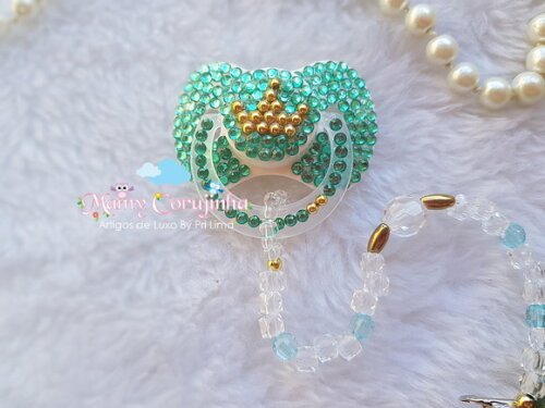 Chupeta Lillo strass tiffnay e dourado