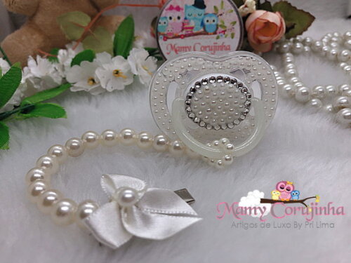 Chupeta Pérolas com strass
