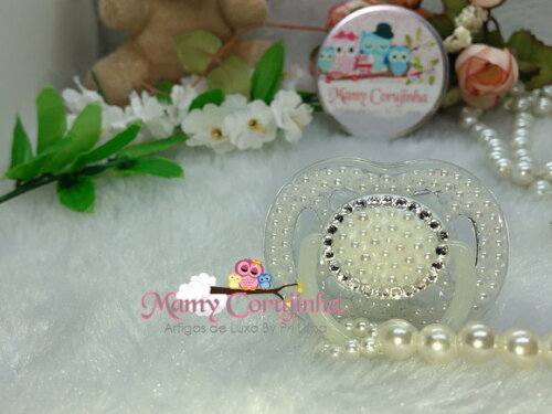 Chupeta Pérolas com strass