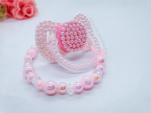 Chupeta perolas rosa bebe boreal