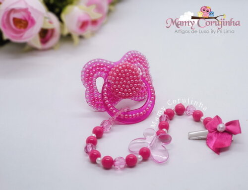 Chupeta Pink Cristal e Perola