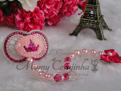 Chupeta Princess rosa bebe e Pink