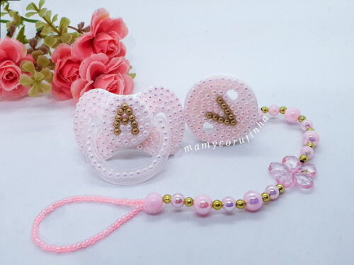 Chupeta rosinha + prendedor luxo A
