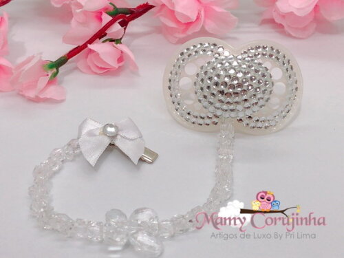 Chupeta strass prata