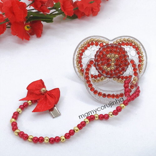Chupeta strass vermelho linda