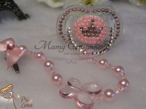 Coroa rosa bebe clean perola rosa
