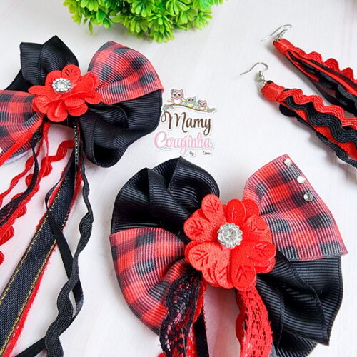 Duplinha de Laço Vermelho Preto