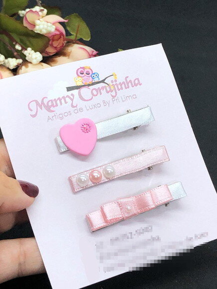 Hair Clip Coração cetim