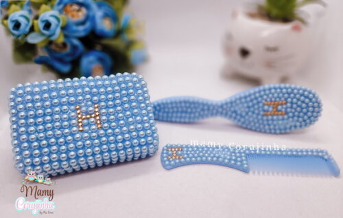 Kit Azul Saboneteira + Pente Escova H