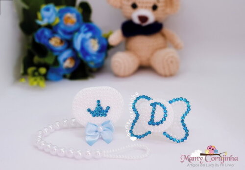 Kit Chupeta + prendedor Luxo Azul D