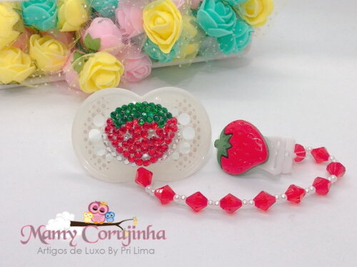KIT CHUPETA + PRENDEDOR LUXO MORANGO