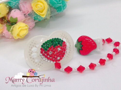 KIT CHUPETA + PRENDEDOR LUXO MORANGO