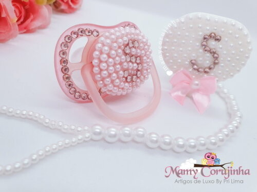 Kit Chupeta + prendedor Luxo Rosa S