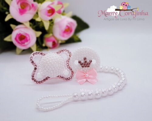 Kit Chupeta MAM+ prendedor Luxo Rosinha