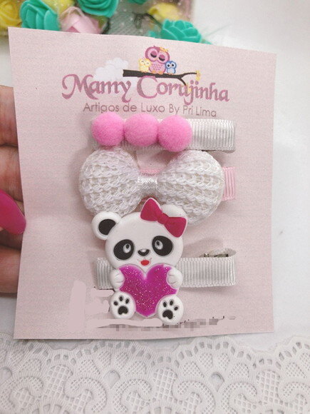KIT DE TRIO DE HAIR CLIPS BICO DE PATO