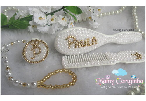 Kit escova + pente + prendedor de Luxo