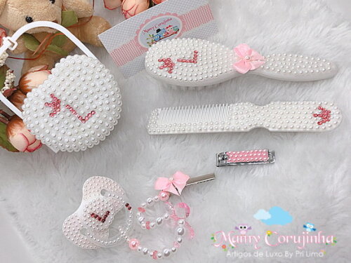 Kit L luxo branco com rosa bebe