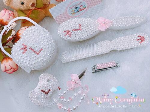 Kit L luxo branco com rosa bebe