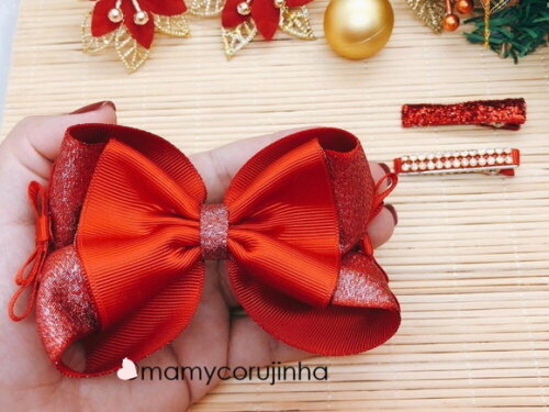 kIT Laço Natal encanto+ Par de Hair clips