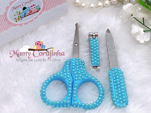 Kit Manicure azul com tesourinha