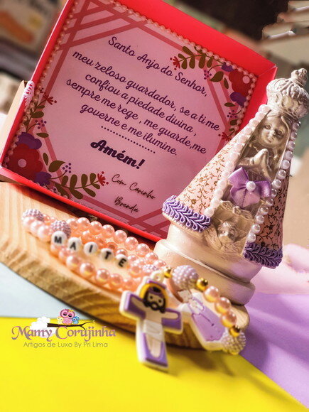 Kit N.S. Aparecida Baby + Terço + caixa lilas