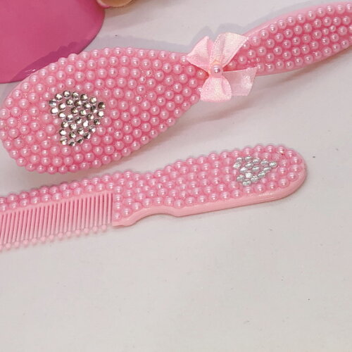 Kit pente + escova rosa coração