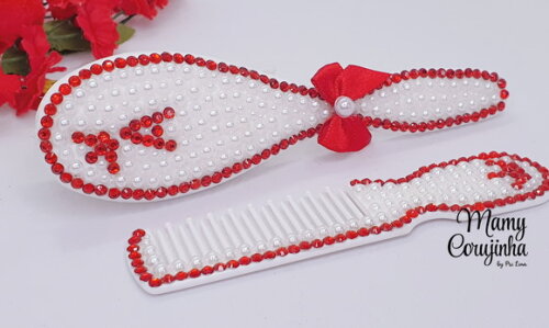 Kit Pente + Escova Vermelho a