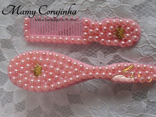 Kit pente bebe + escova coroa