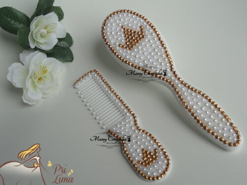 Kit pente bebe + escova coroa dourada