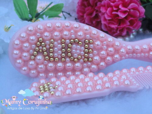 Kit pente bebe + escova rosa ALICE