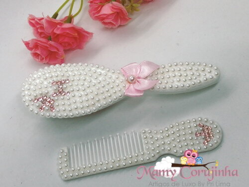 Kit Pente escova H rosa bebe