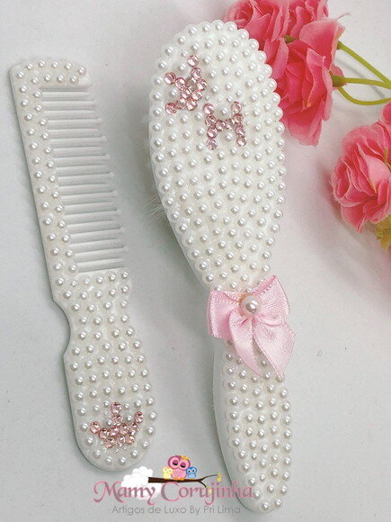 Kit Pente escova H rosa bebe