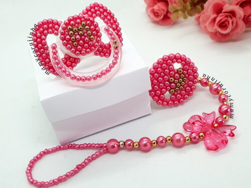 Kit pink chupeta + prendedor luxo