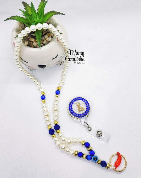 Kit Porta Crachá Retrátil + Cordão l
