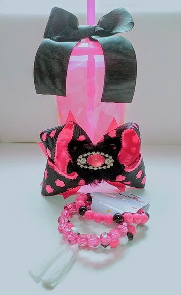 Kit Presenteável Pink com preto laço