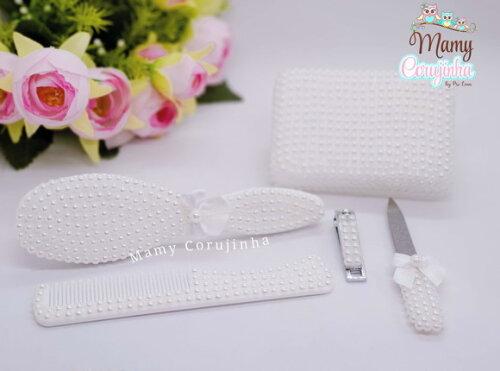 Kit Saboneteira + Kit Manicure + Pente e Escova Macia Perola
