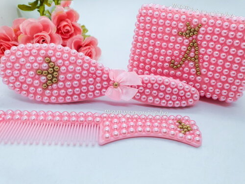 Kit Saboneteira + Pente e escova macia Rosa A