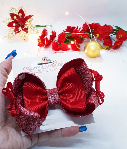 Laço Luxo Brilho Vermelho