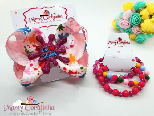 LAÇO SLIME + TRIO DE PULSEIRAS