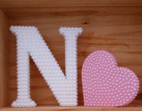 Letras Ou Coração em MDF Pérolas