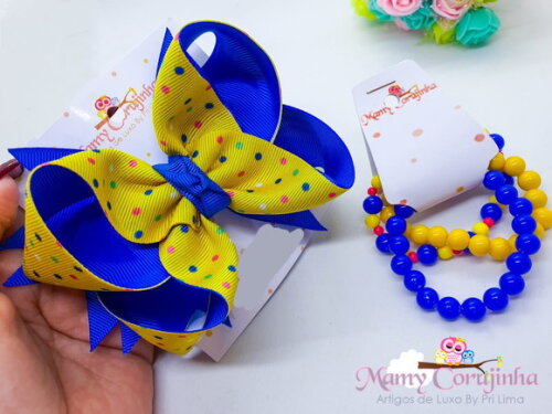 Lindo laço bolinhas + trio de pulseiras