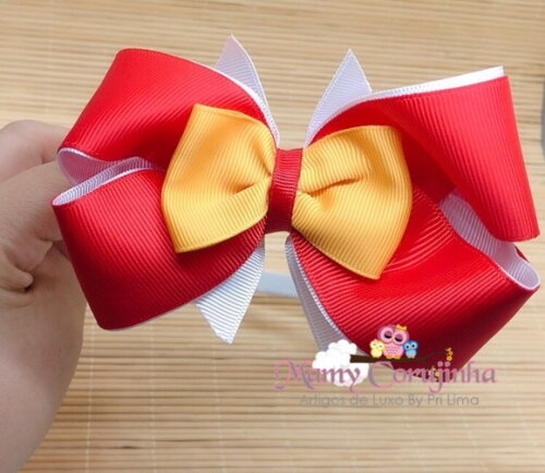 LINDO LAÇO REMOVÍVEL VERMELHO/AMARELO COM TIARA