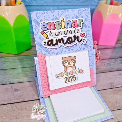Mini Calendário de Mesa com Bloquinho