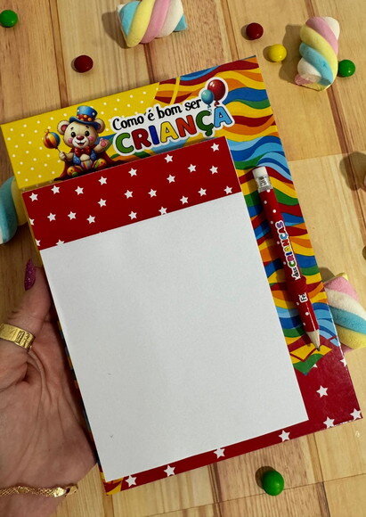 Mini Prancheta com Bloquinho e Lápis Personalizado !