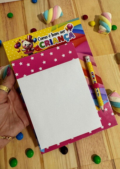 Mini Prancheta com Bloquinho e Lápis Personalizado !